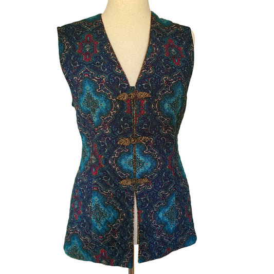 John Roberts Quilted Baroque Pattern Vest | Size Large