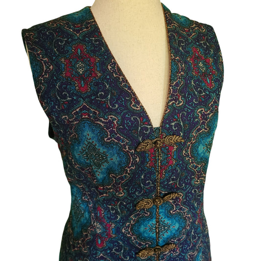 John Roberts Quilted Baroque Pattern Vest | Size Large