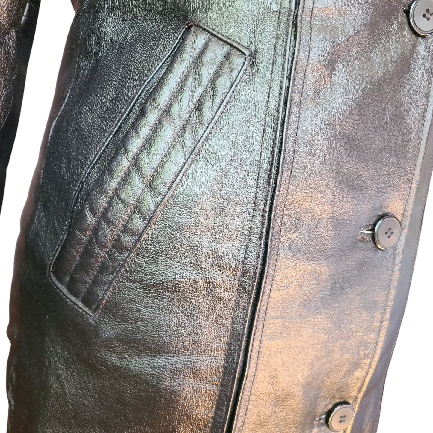 Marc Mattis Black Leather Coat | Size Small