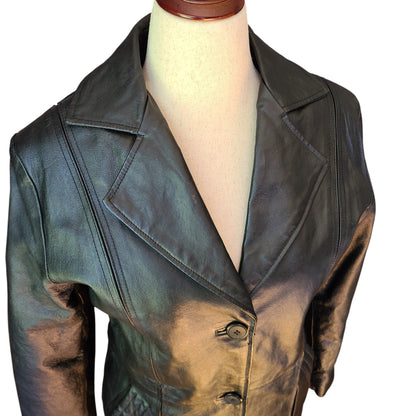 Marc Mattis Black Leather Coat | Size Small