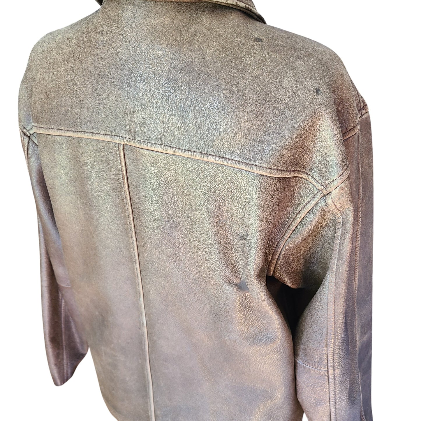 Brandon Thomas Distressed Brown Leather Jacket | Size Medium