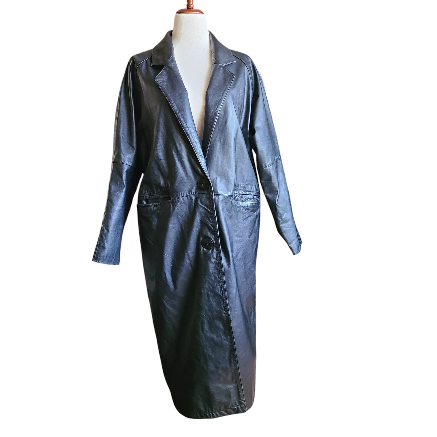 Cayenne Black Leather Coat | Size Large