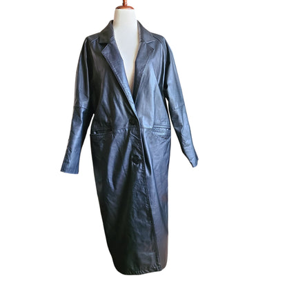 Cayenne Black Leather Coat | Size Large
