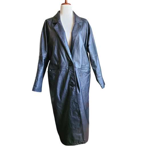Cayenne Black Leather Coat | Size Large