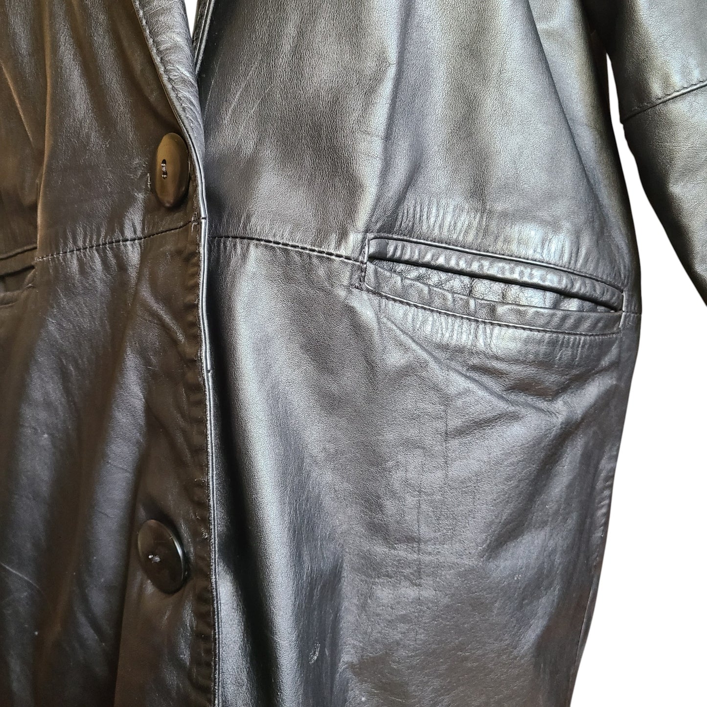 Cayenne Black Leather Coat | Size Large