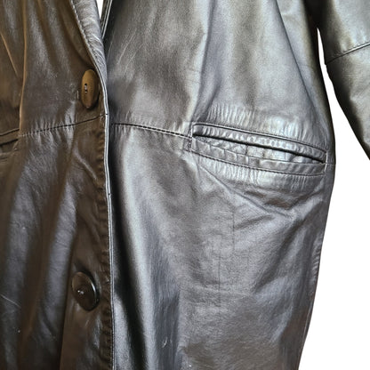 Cayenne Black Leather Coat | Size Large