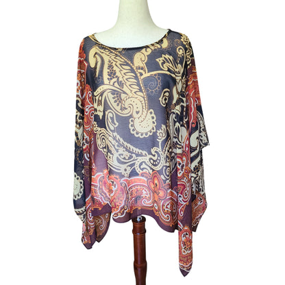 Susan Garver 00s Baroque Print Poncho