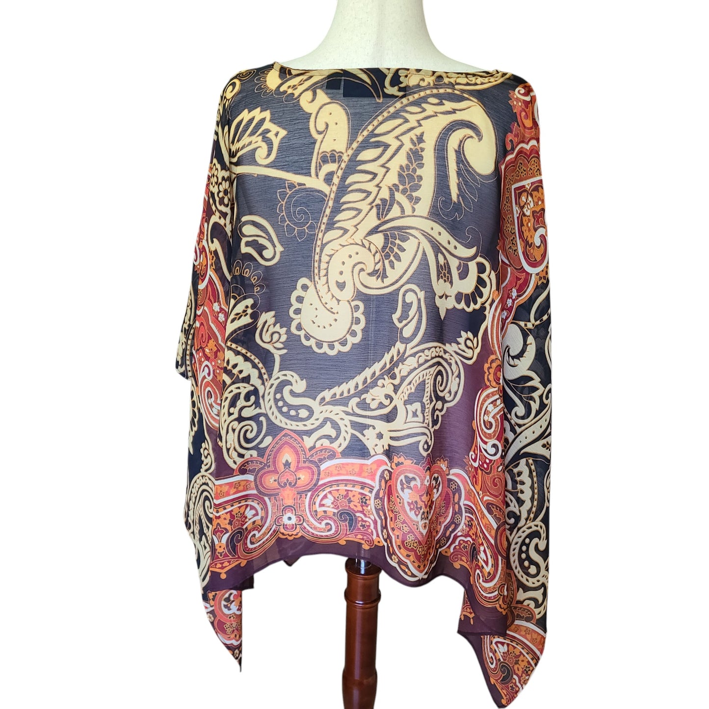 Susan Garver 00s Baroque Print Poncho