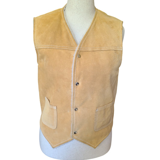The Leather Shop 70s Suede Sand Beige Lined Vest | Size Medium