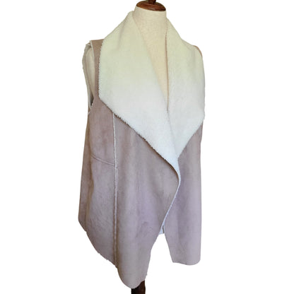 Susina Waterfall Faux Suede Taupe Vest | Size Large