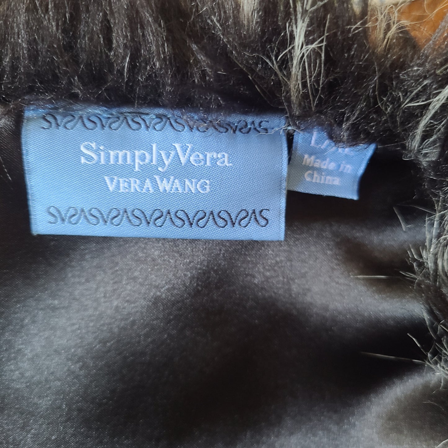 Simply Vera Vera Wang Faux Fur Grey-Black Vest | Size L \ XL