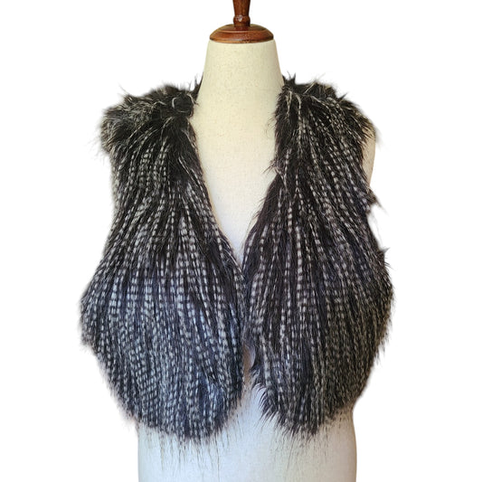 Simply Vera Vera Wang Faux Fur Grey-Black Vest | Size L \ XL