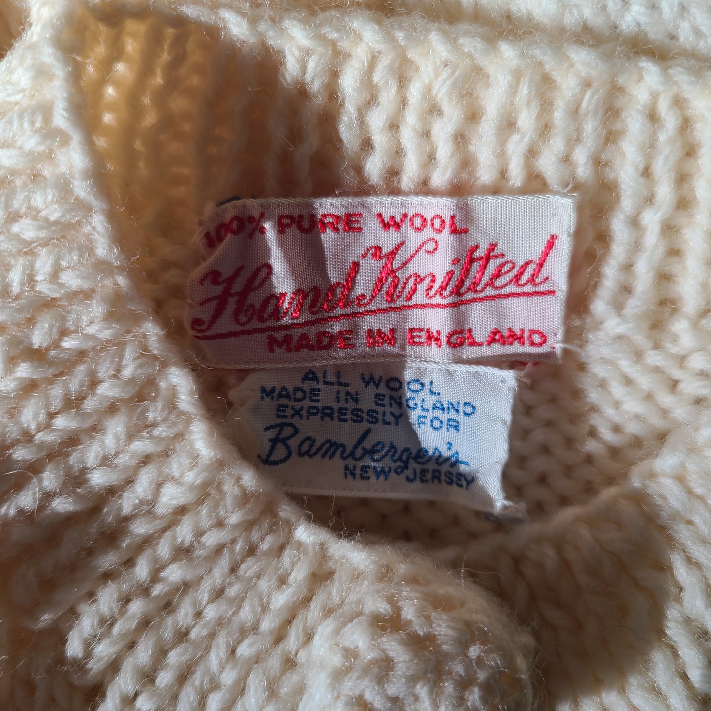 Hand Knitted 1940s Ivory Embroidered Cardigan | Size Small