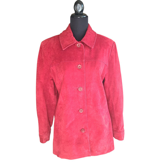 Cherokee 90s Red Suede Jacket | Size Medium
