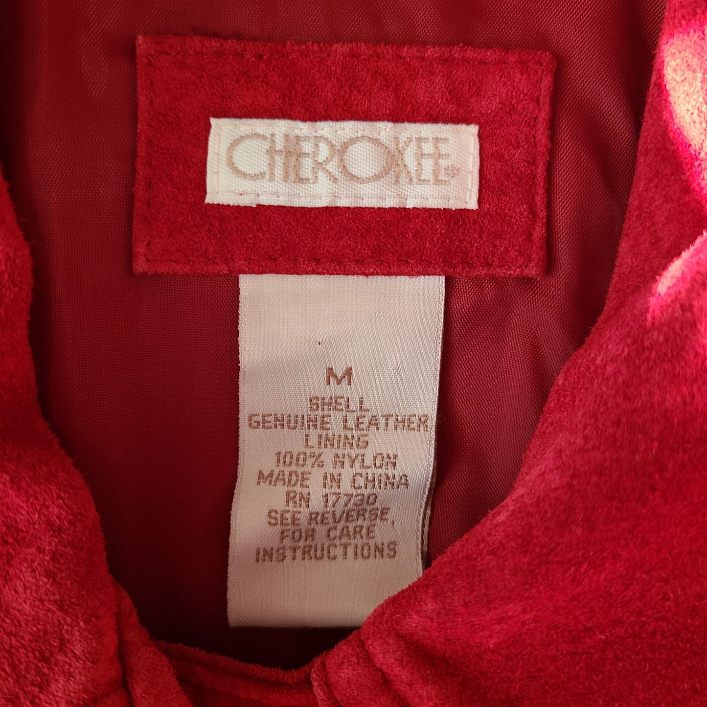 Cherokee 90s Red Suede Jacket | Size Medium
