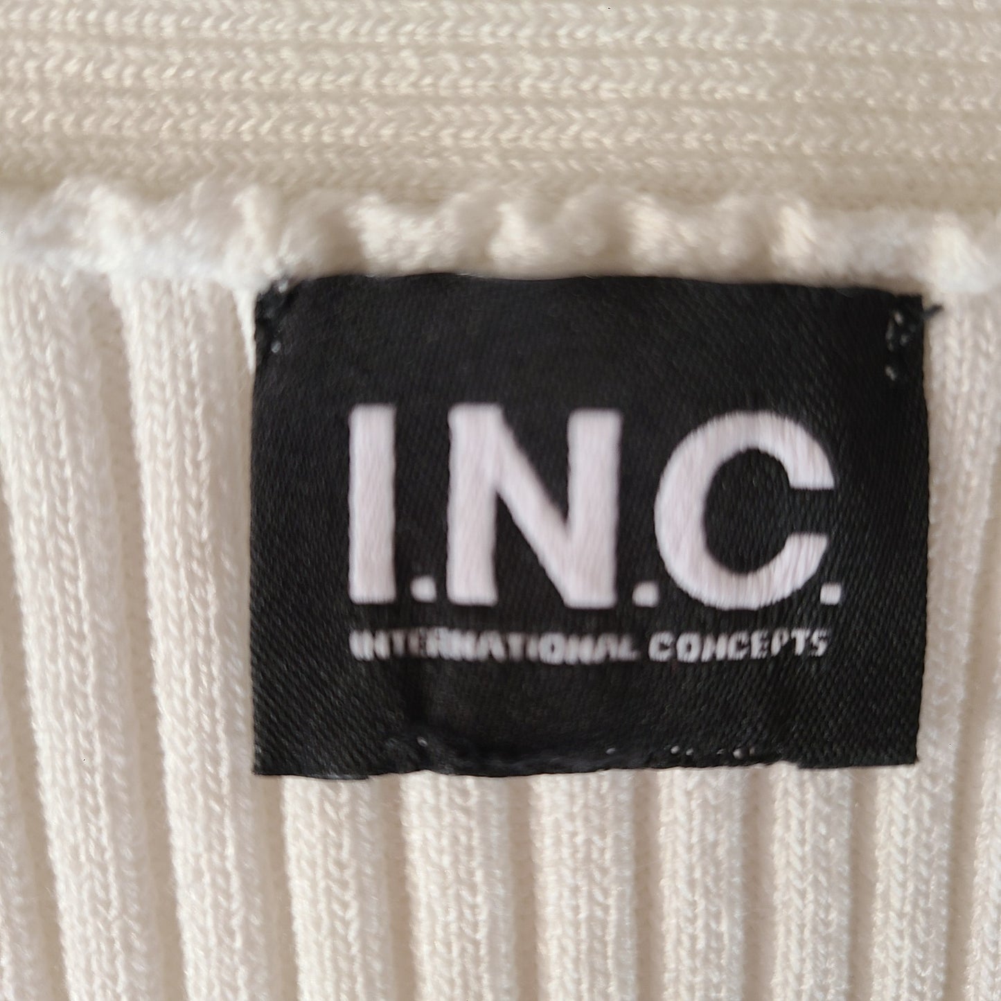 INC 90s Ivory Ribbed Sweater | Size Large