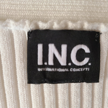 INC 90s Ivory Ribbed Sweater | Size Large