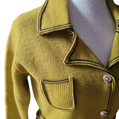 Hand Loomed 70s Sweater Blazer Jacket | Size Medium