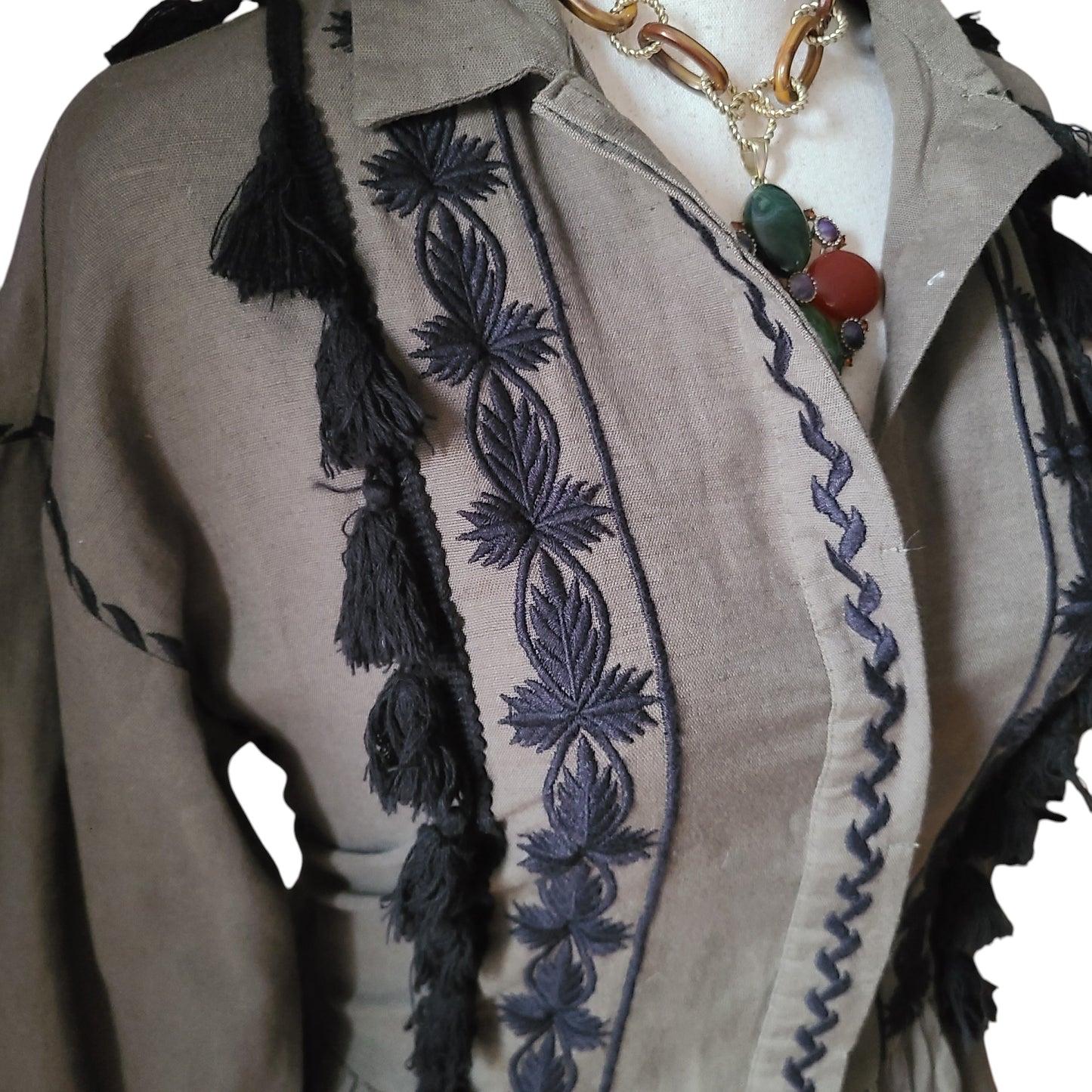 trl for Zara Embroidered Khaki Top | Size Medium