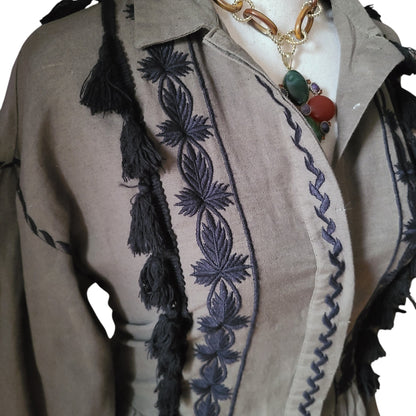 trl for Zara Embroidered Khaki Top | Size Medium