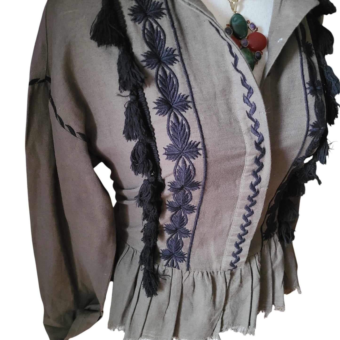 trl for Zara Embroidered Khaki Top | Size Medium