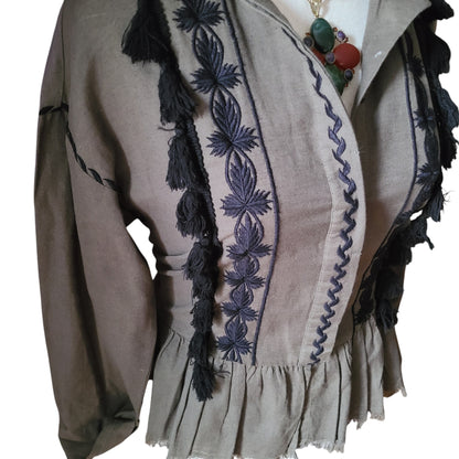 trl for Zara Embroidered Khaki Top | Size Medium