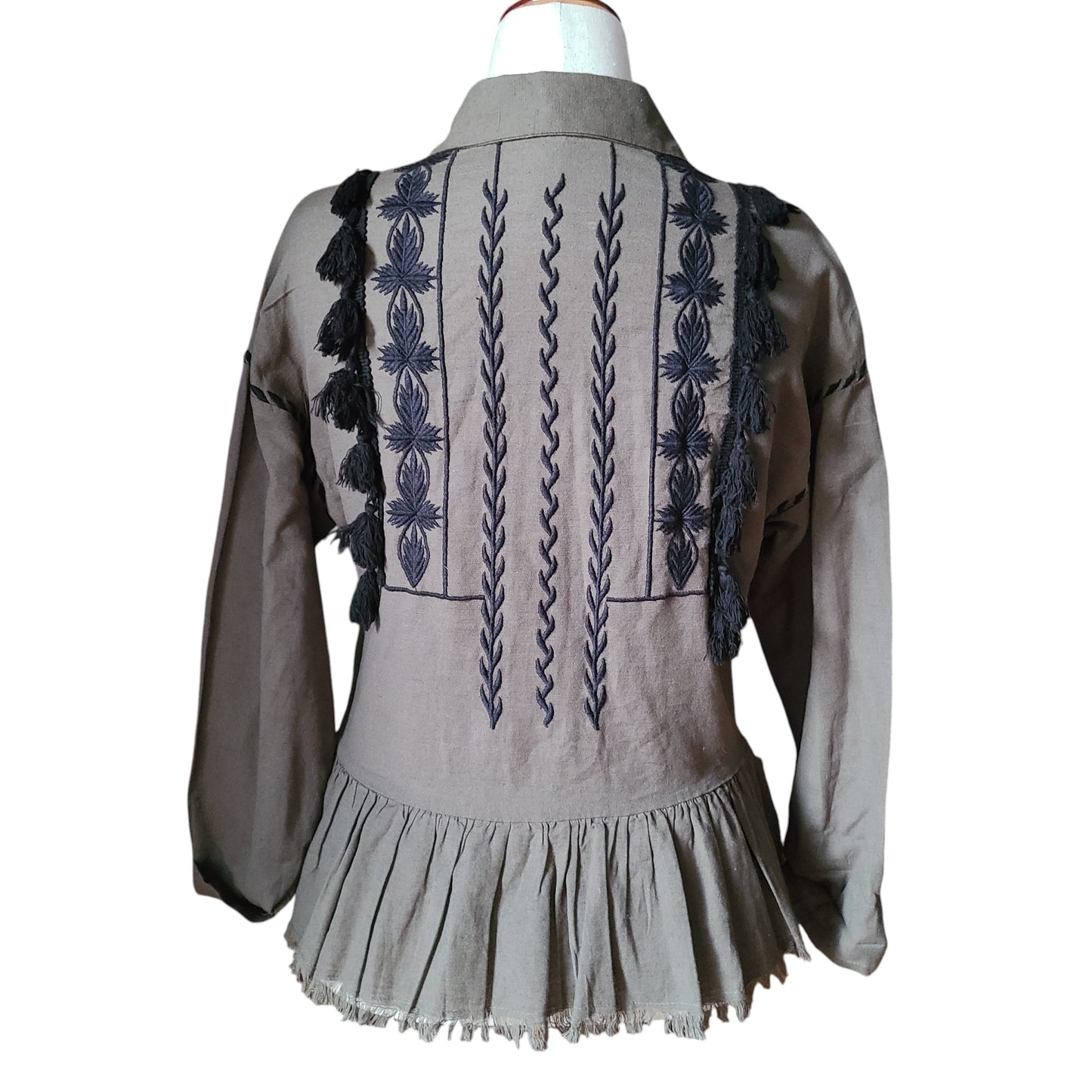 trl for Zara Embroidered Khaki Top | Size Medium