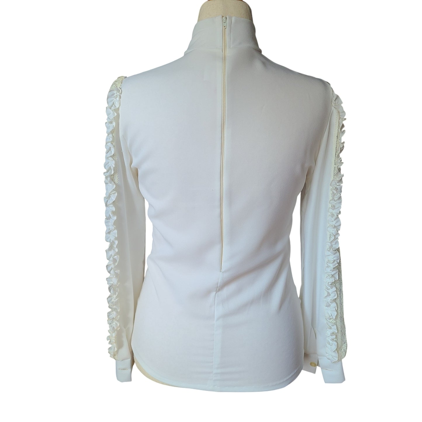 Lady Arrow 60s Pussycat Bow Lace Detail Blouse | Size Medium
