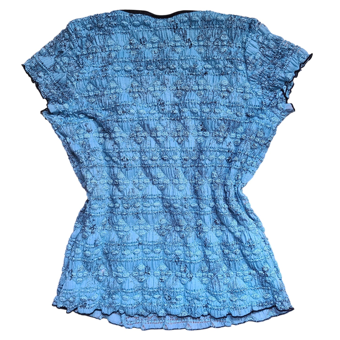 Dressbarn 90s Textured Blue Lace Top | Size Large