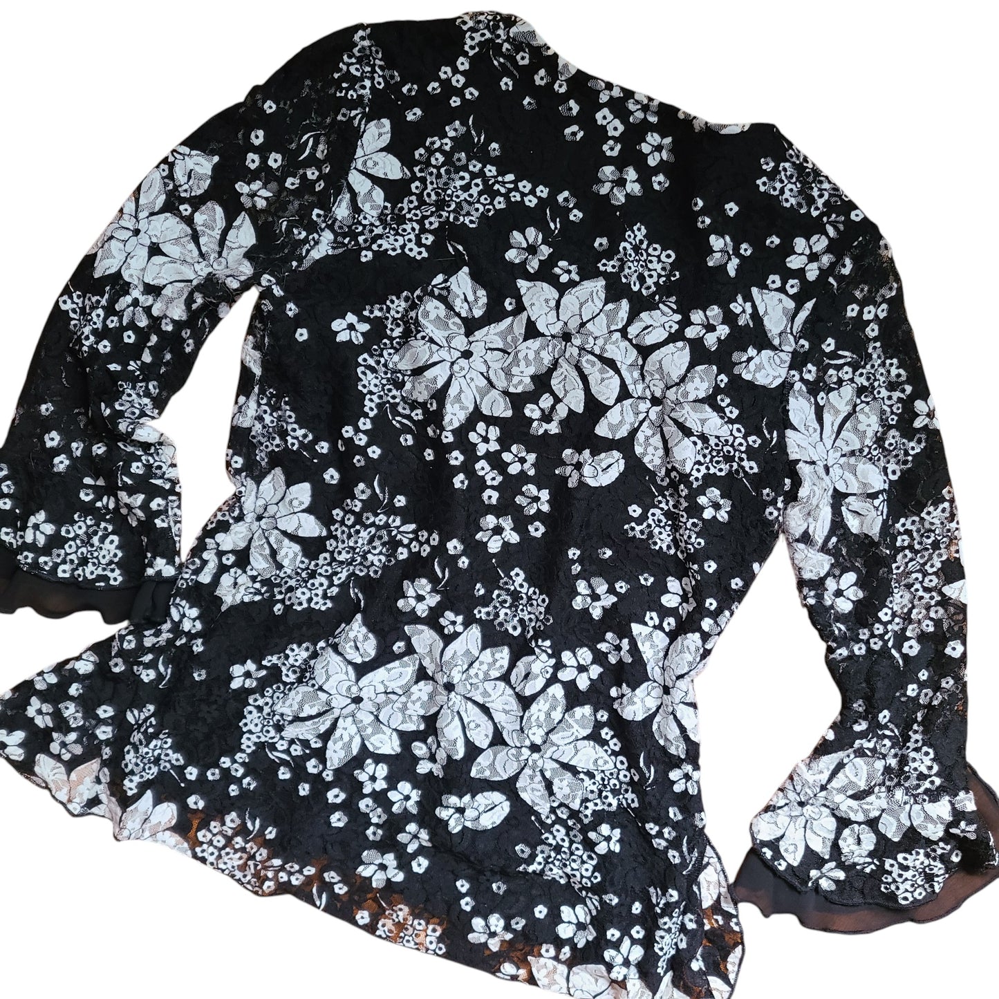 Joei & i 90s Mesh Black & White Blouse | Size Small