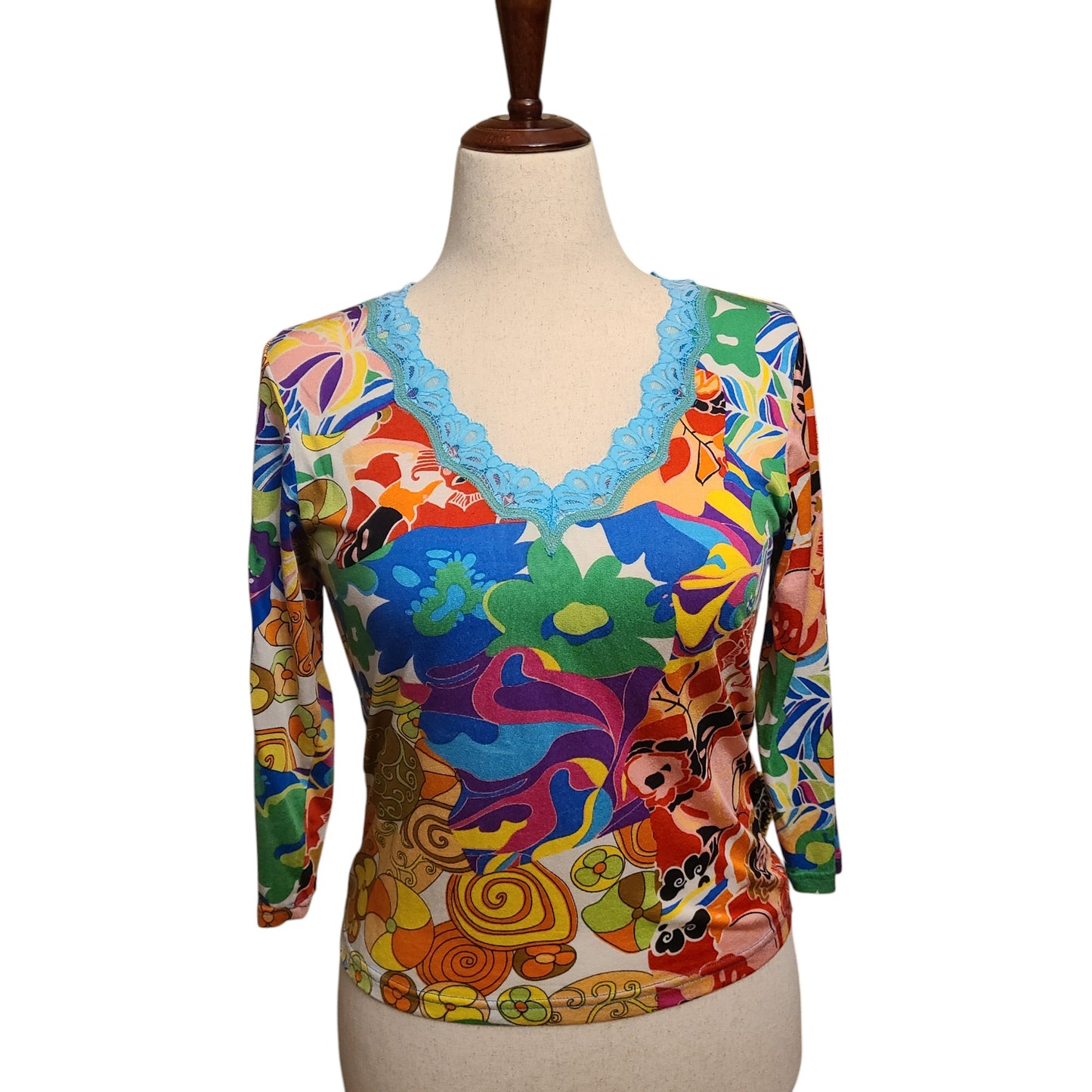Dolcetti Y2K Psychedelic Print Top | Size Medium