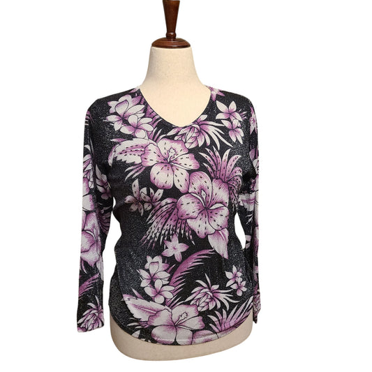Magic Scarf 90s Embellished Lurex Orchid Top | Size S\M