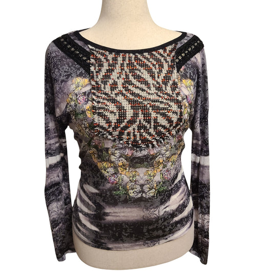 Custo Barcelona 90's Mixed Media Top | Size Small