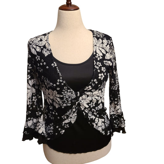 Joei & i 90s Mesh Black & White Blouse | Size Small