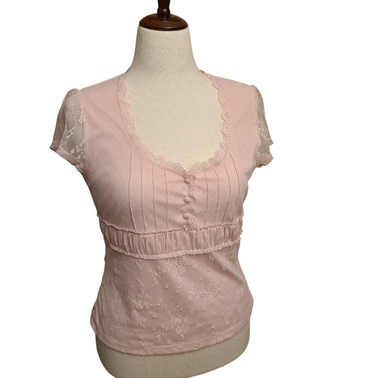 Apt 9 90s Coquette Pink Top | Size Petite Large