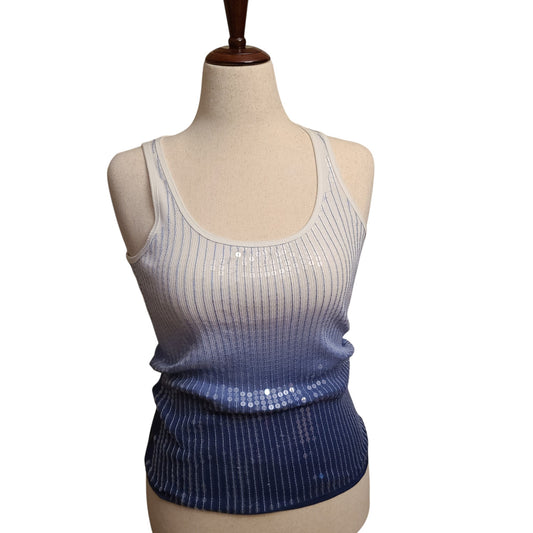 August Silk 00's Blue Ombre Sequin Tank | Size Small