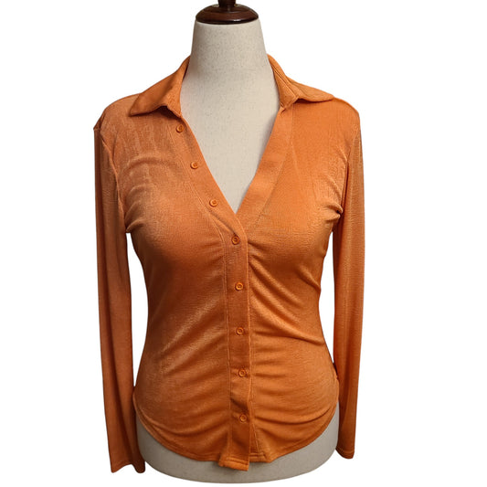 Solinnary Tangerine Collared Blouse | Size Large