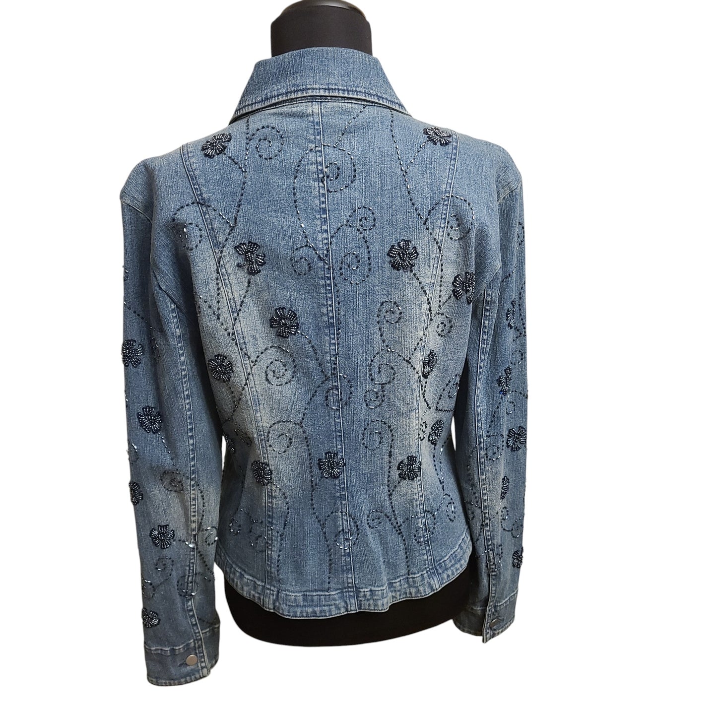 NWT Flashback Couture Beaded Denim Jacket | Size Petite Small