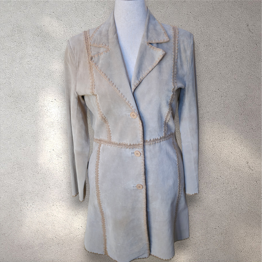 Newport News Suede & Crochet Coat