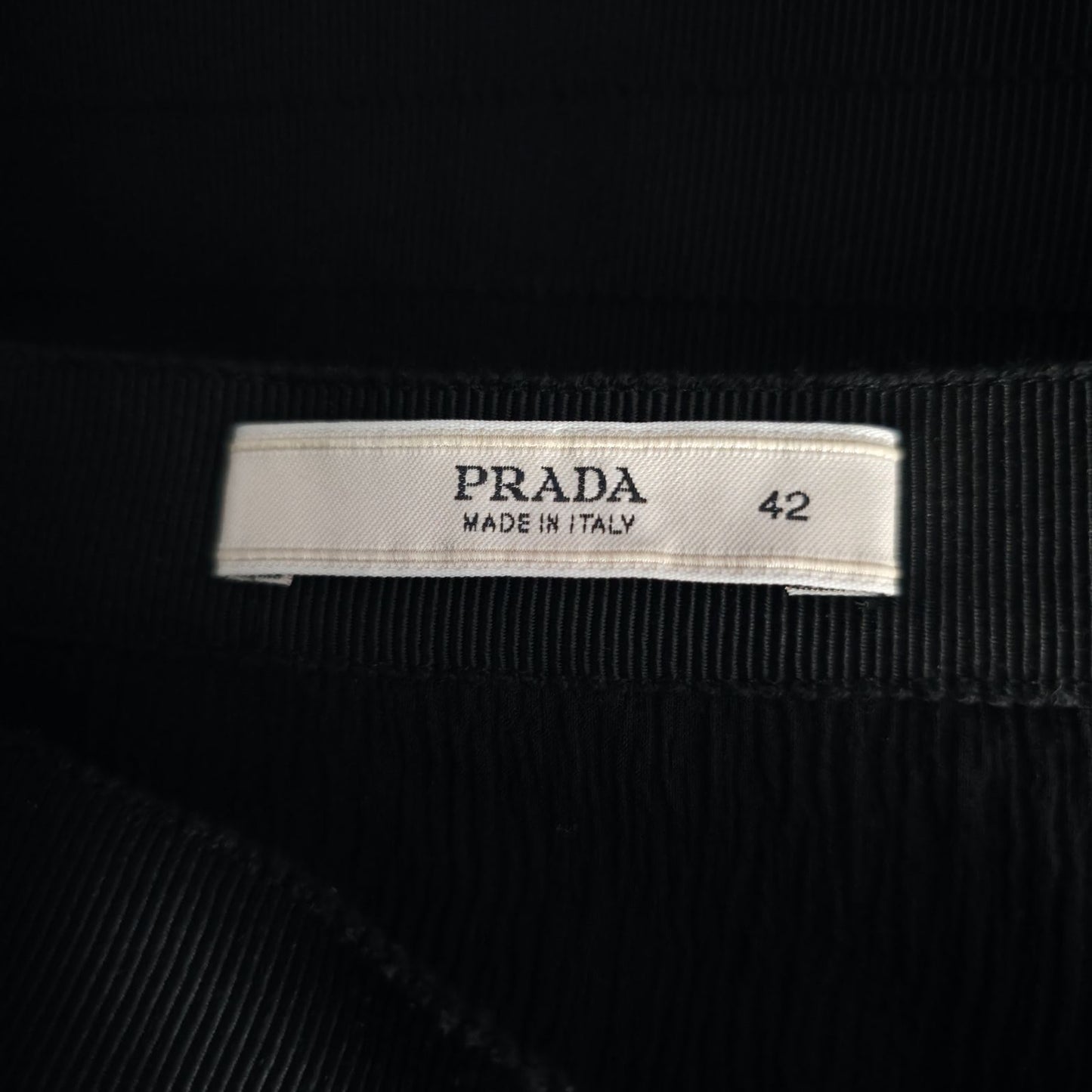 Prada Black Grosgrain Ribbon Blouse - Size 12 NWT