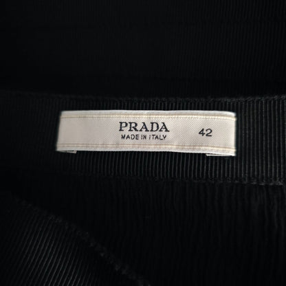 Prada Black Grosgrain Ribbon Blouse - Size 12 NWT