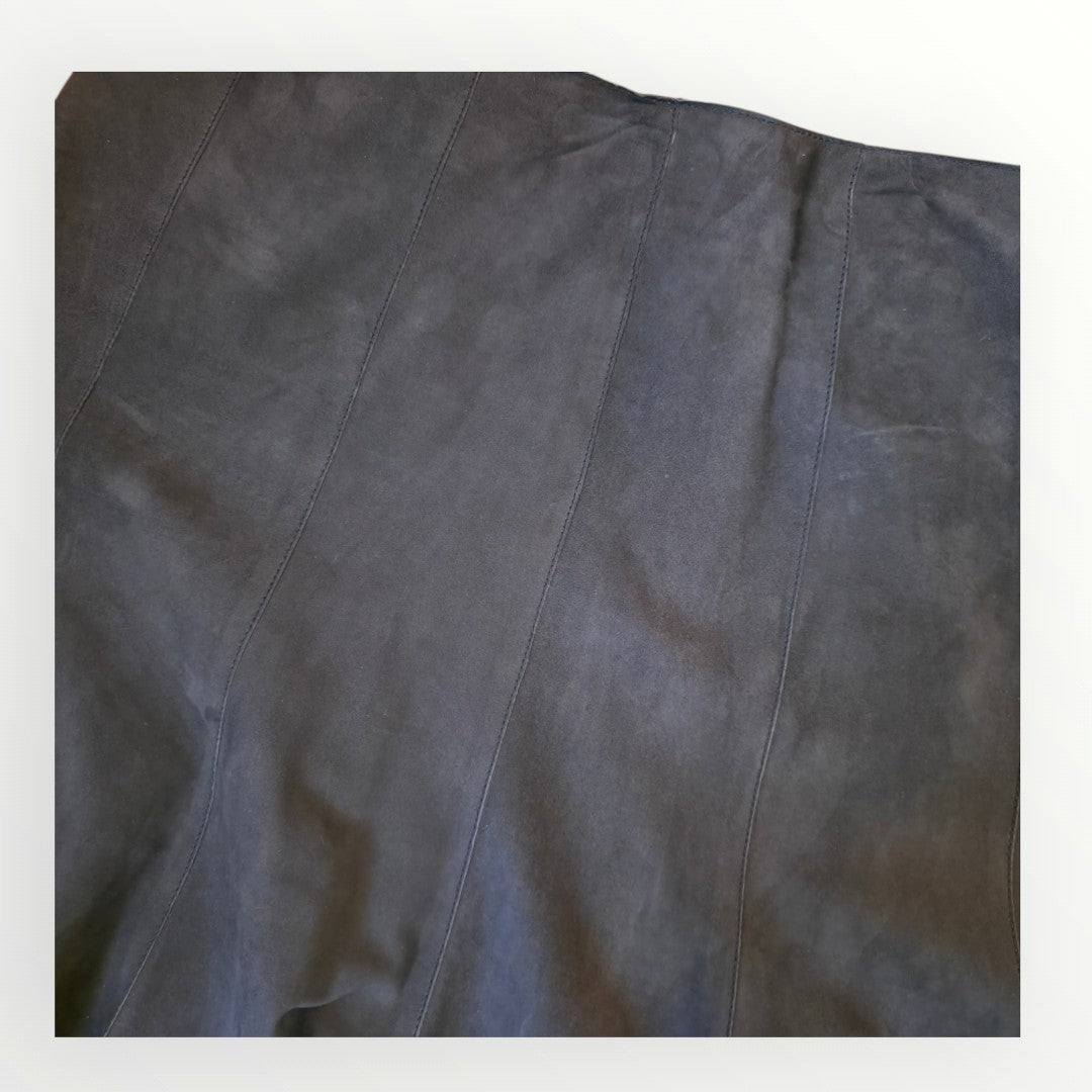 Akris Punto Chocolate Brown Suede  Skirt - Size 6