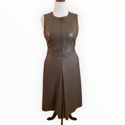 Akris Mocha Leather and Wool Dress 