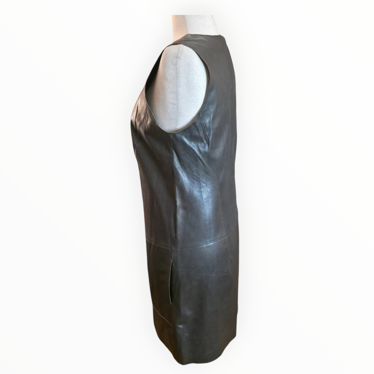 Vince Charcoal Gray Leather Shift Dress - Size 12