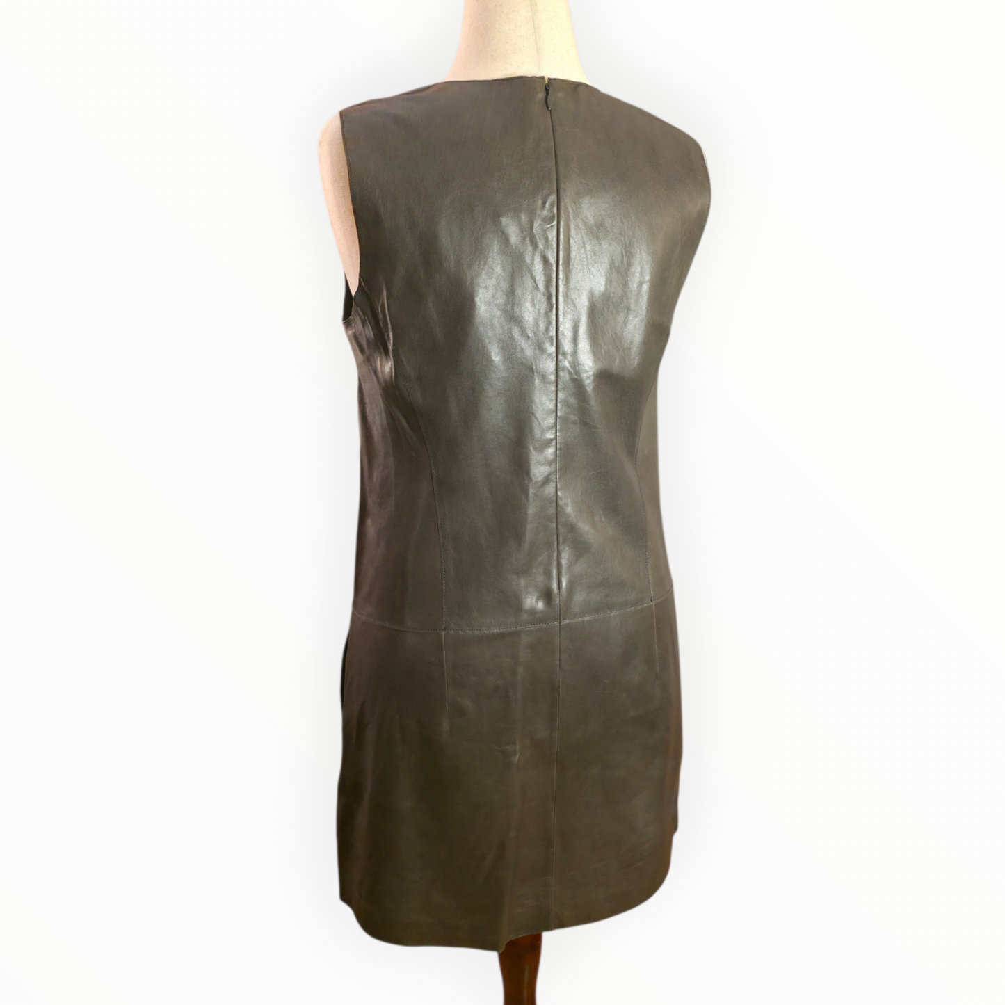 Vince Charcoal Gray Leather Shift Dress - Size 12