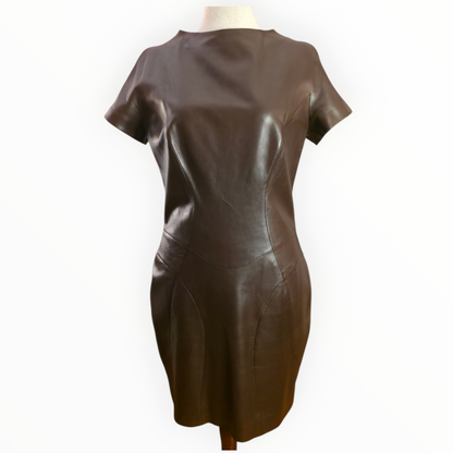 Tom Ford for Yves Saint Laurent Brown Leather Dress - Size 8