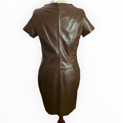 Tom Ford for Yves Saint Laurent Brown Leather Dress - Size 8