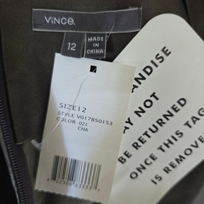 Vince Charcoal Gray Leather Shift Dress - Size 12
