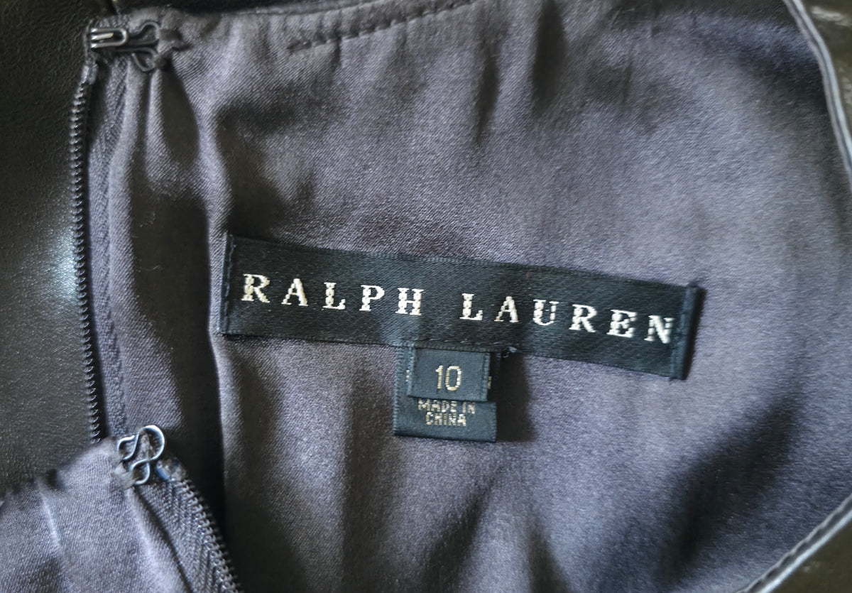 Black Label Ralph Lauren Black Leather A Line Dress