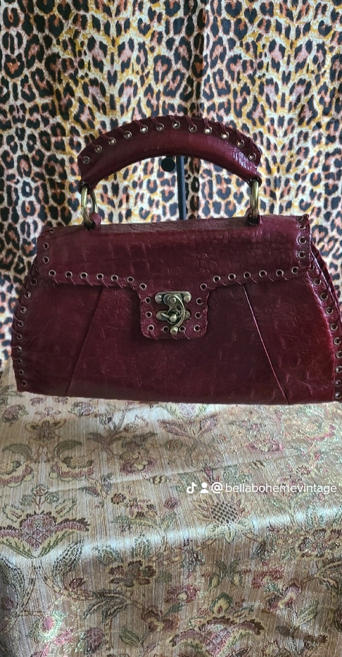 Vintage Arden B Burgundy Top Handle Bag